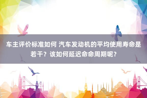 车主评价标准如何 汽车发动机的平均使用寿命是若干？该如何延迟命命周期呢？