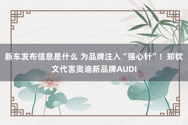 新车发布信息是什么 为品牌注入“强心针”！郑钦文代言奥迪新品牌AUDI