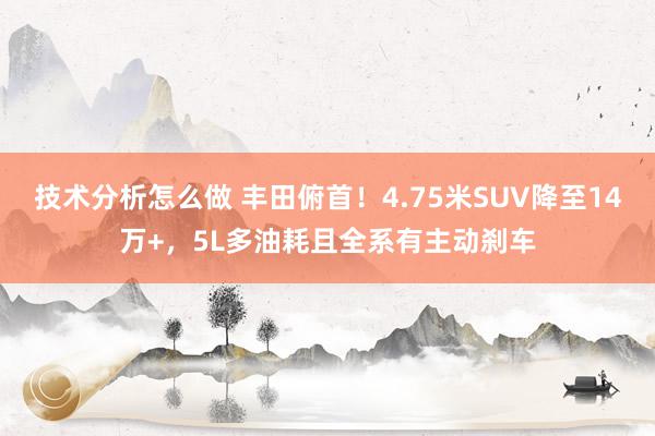 技术分析怎么做 丰田俯首！4.75米SUV降至14万+，5L多油耗且全系有主动刹车