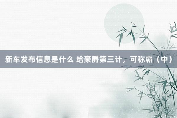 新车发布信息是什么 给豪爵第三计，可称霸（中）