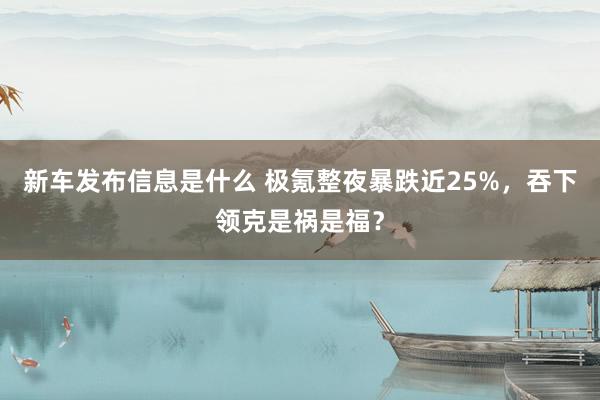 新车发布信息是什么 极氪整夜暴跌近25%，吞下领克是祸是福？