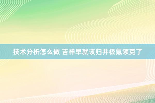 技术分析怎么做 吉祥早就该归并极氪领克了