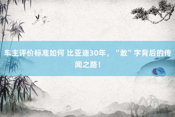 车主评价标准如何 比亚迪30年，“敢”字背后的传闻之路！