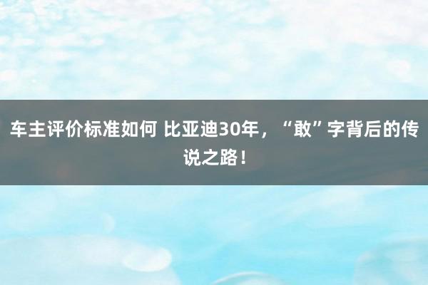 车主评价标准如何 比亚迪30年，“敢”字背后的传说之路！