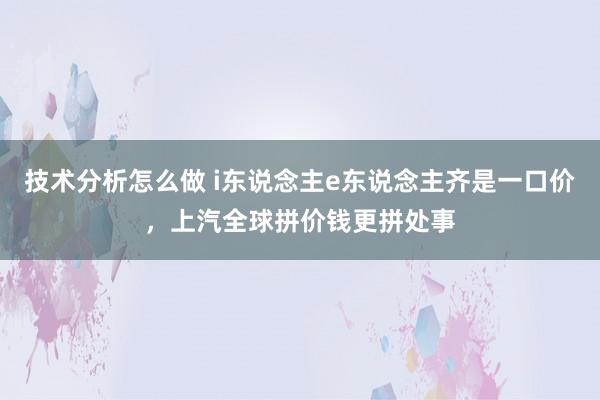 技术分析怎么做 i东说念主e东说念主齐是一口价，上汽全球拼价钱更拼处事