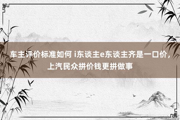 车主评价标准如何 i东谈主e东谈主齐是一口价，上汽民众拼价钱更拼做事