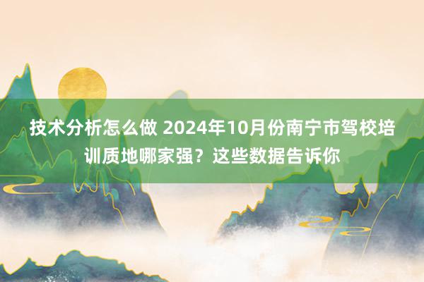 技术分析怎么做 2024年10月份南宁市驾校培训质地哪家强？这些数据告诉你