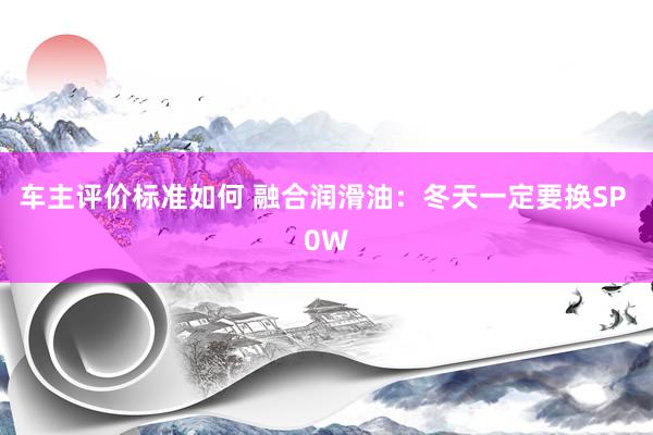 车主评价标准如何 融合润滑油：冬天一定要换SP 0W