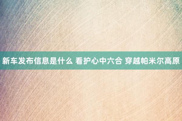 新车发布信息是什么 看护心中六合 穿越帕米尔高原