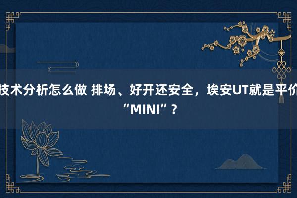 技术分析怎么做 排场、好开还安全，埃安UT就是平价“MINI”？