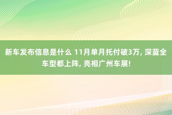 新车发布信息是什么 11月单月托付破3万, 深蓝全车型都上阵, 亮相广州车展!