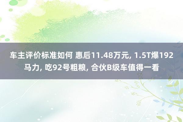 车主评价标准如何 惠后11.48万元, 1.5T爆192马力, 吃92号粗粮, 合伙B级车值得一看