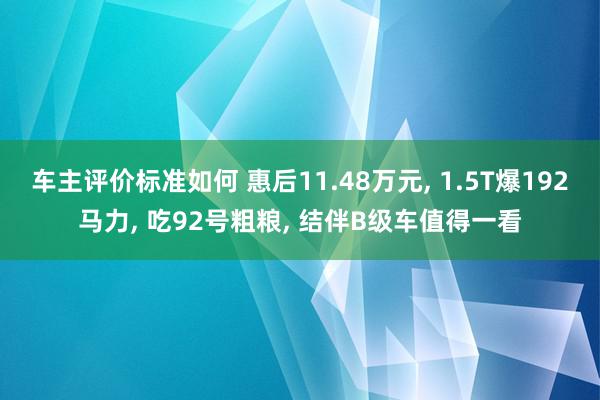 车主评价标准如何 惠后11.48万元, 1.5T爆192马力, 吃92号粗粮, 结伴B级车值得一看