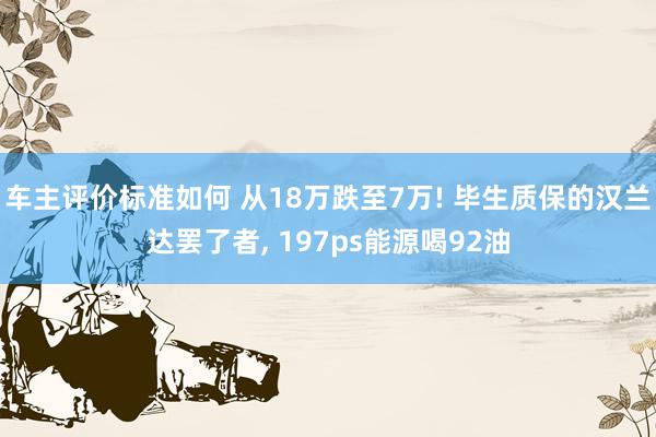 车主评价标准如何 从18万跌至7万! 毕生质保的汉兰达罢了者, 197ps能源喝92油