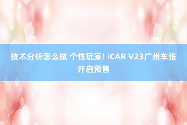 技术分析怎么做 个性玩家! iCAR V23广州车张开启预售