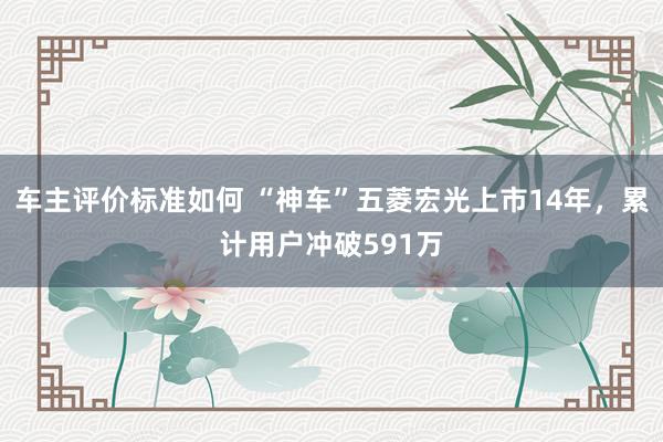 车主评价标准如何 “神车”五菱宏光上市14年，累计用户冲破591万