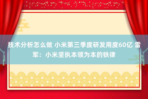 技术分析怎么做 小米第三季度研发用度60亿 雷军：小米坚执本领为本的铁律