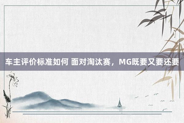 车主评价标准如何 面对淘汰赛，MG既要又要还要