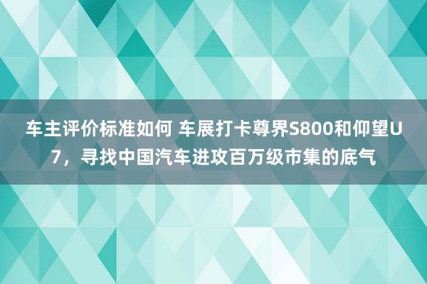 车主评价标准如何 车展打卡尊界S800和仰望U7，寻找中国汽车进攻百万级市集的底气