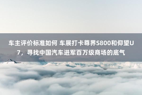 车主评价标准如何 车展打卡尊界S800和仰望U7，寻找中国汽车进军百万级商场的底气