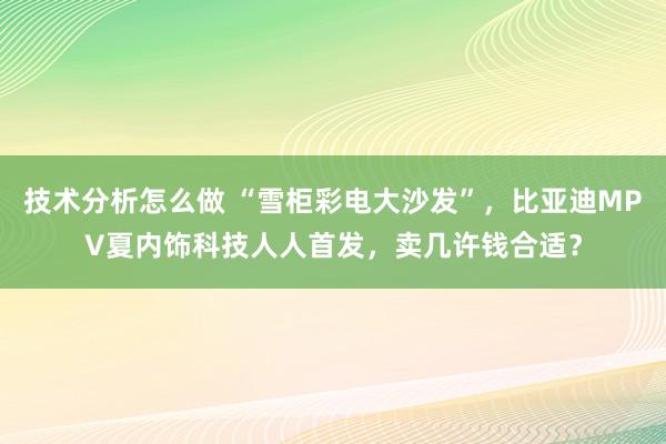 技术分析怎么做 “雪柜彩电大沙发”，比亚迪MPV夏内饰科技人人首发，卖几许钱合适？