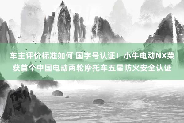 车主评价标准如何 国字号认证！小牛电动NX荣获首个中国电动两轮摩托车五星防火安全认证