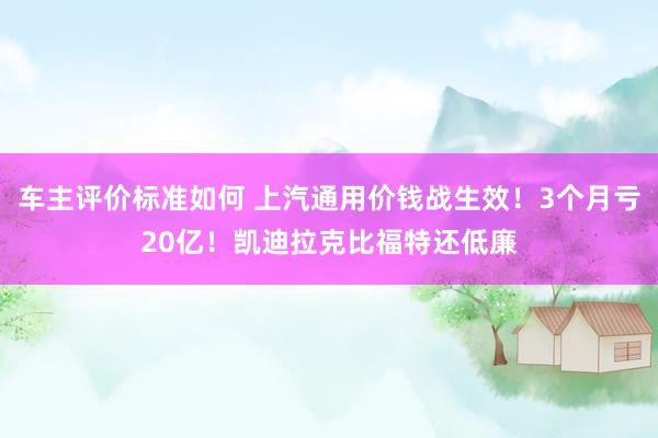 车主评价标准如何 上汽通用价钱战生效！3个月亏20亿！凯迪拉克比福特还低廉