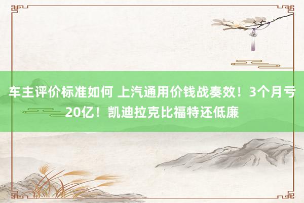 车主评价标准如何 上汽通用价钱战奏效！3个月亏20亿！凯迪拉克比福特还低廉