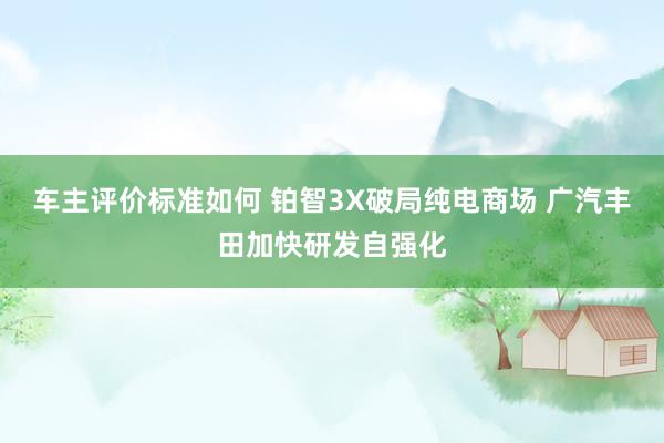 车主评价标准如何 铂智3X破局纯电商场 广汽丰田加快研发自强化