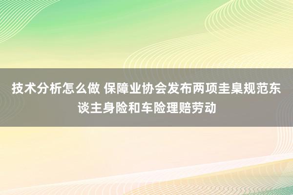 技术分析怎么做 保障业协会发布两项圭臬规范东谈主身险和车险理赔劳动