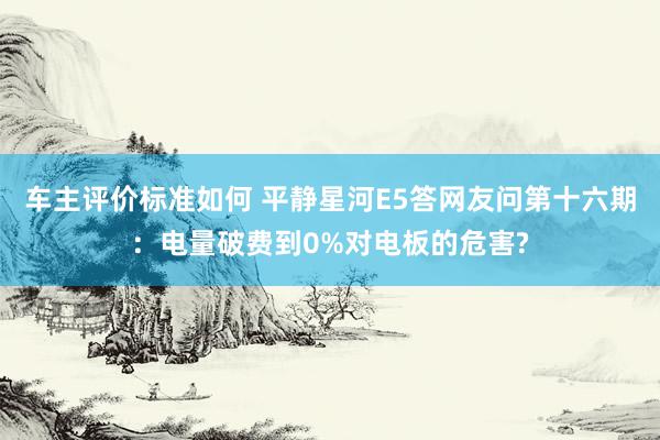 车主评价标准如何 平静星河E5答网友问第十六期：电量破费到0%对电板的危害?