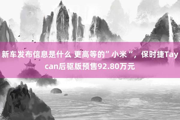 新车发布信息是什么 更高等的”小米“，保时捷Taycan后驱版预售92.80万元