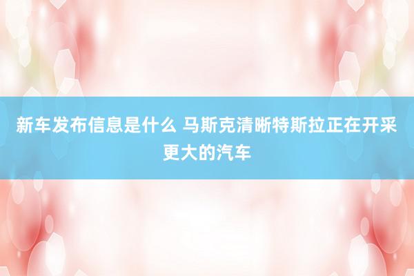 新车发布信息是什么 马斯克清晰特斯拉正在开采更大的汽车