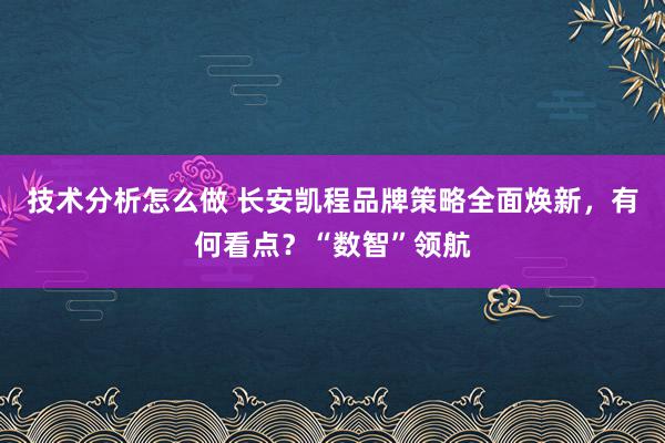 技术分析怎么做 长安凯程品牌策略全面焕新，有何看点？“数智”领航