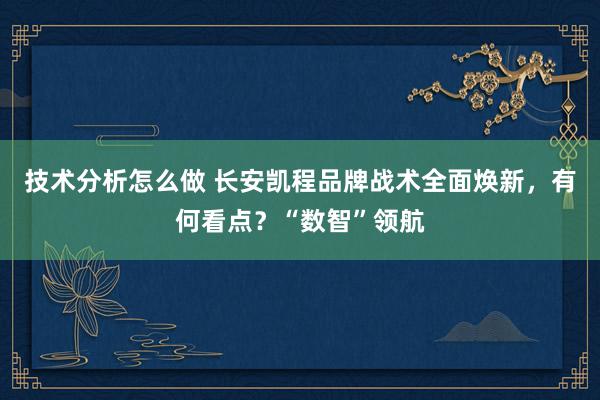 技术分析怎么做 长安凯程品牌战术全面焕新，有何看点？“数智”领航