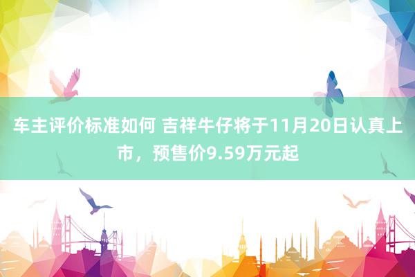 车主评价标准如何 吉祥牛仔将于11月20日认真上市，预售价9.59万元起