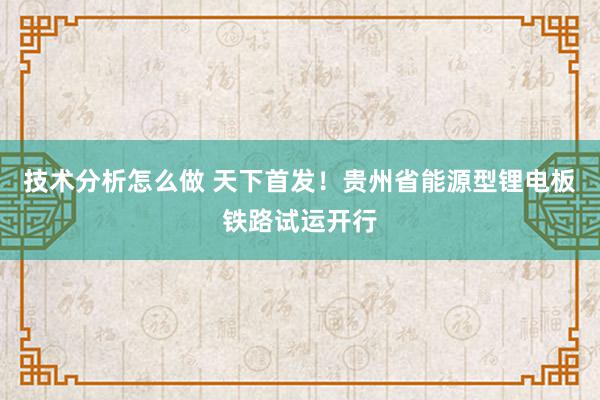 技术分析怎么做 天下首发！贵州省能源型锂电板铁路试运开行